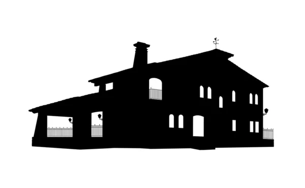 Old style big house silhouette — Stock Photo, Image