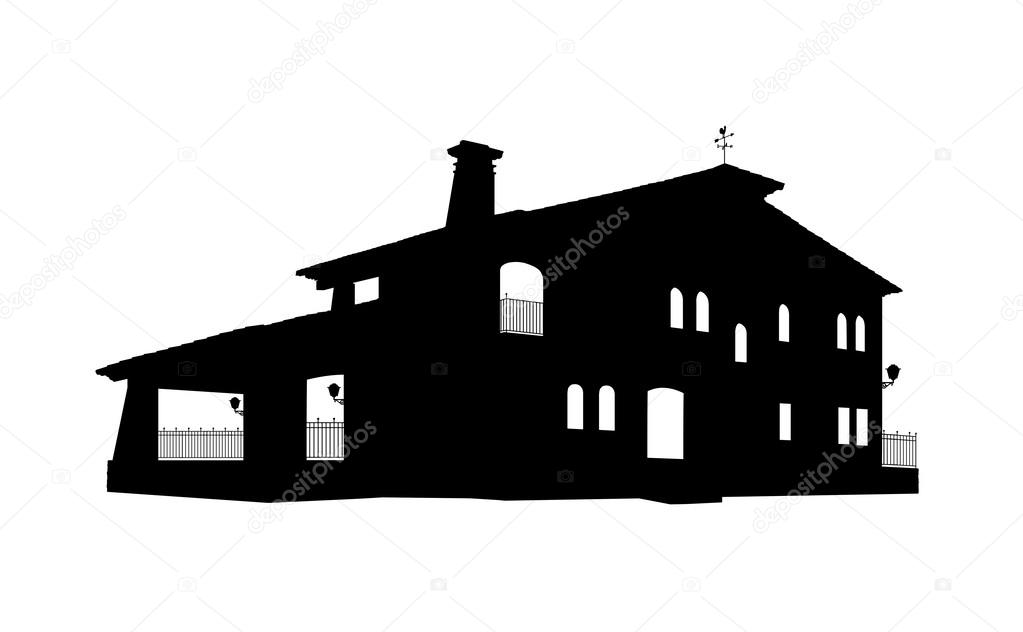 Old style big house silhouette