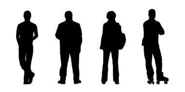 people standing outdoor silhouettes set 4 clipart