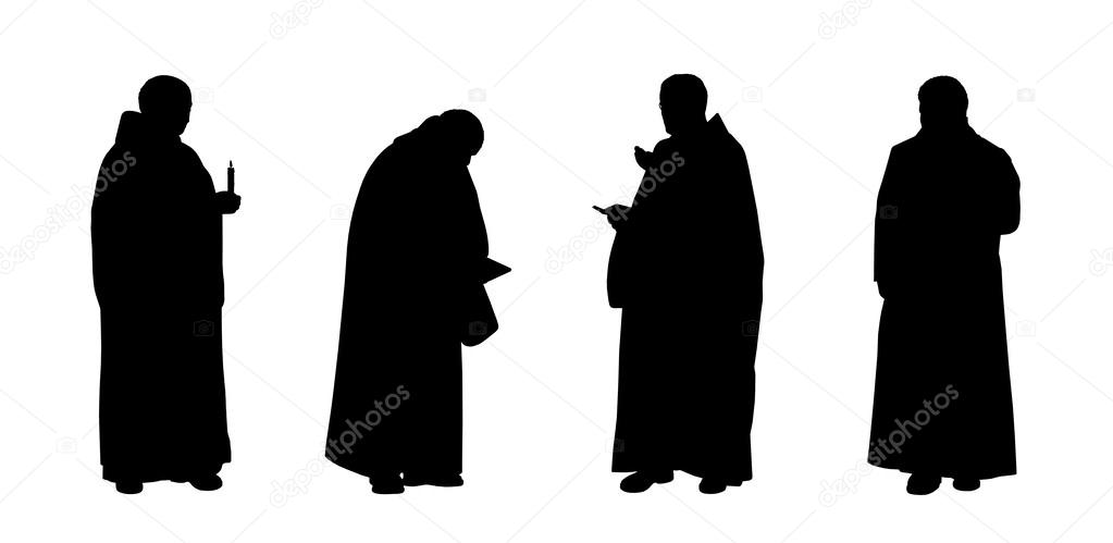 christian monks silhouettes set 1