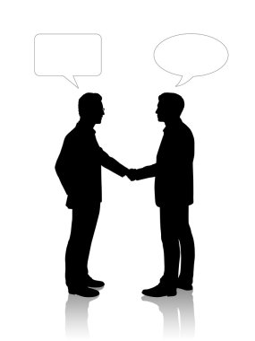 two young businessmen shaking their hands clipart