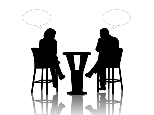 Mann und Frau sprechen am Tisch in einem Café — Stockfoto