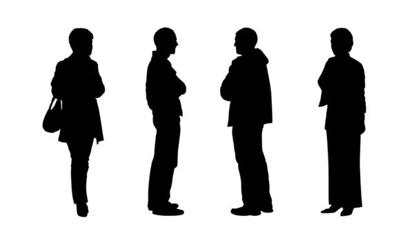 People standing outdoor silhouettes set 7 — Stock Photo, Image