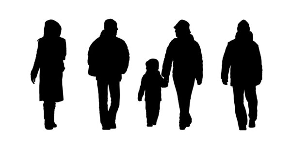 люди ходят силуэты на открытом воздухе набор 6
