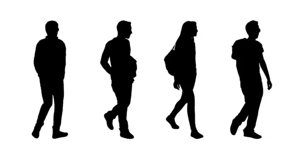 People walking outdoor silhouettes set 7 — Stock Photo, Image