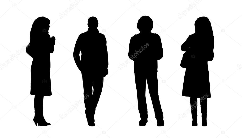 People standing outdoor silhouettes set 6