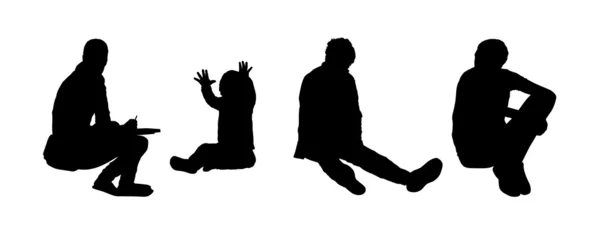 Personnes assises silhouettes extérieures ensemble 5 — Photo