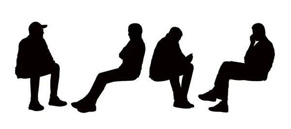 People seated outdoor silhouettes set 7 — Stock Photo, Image