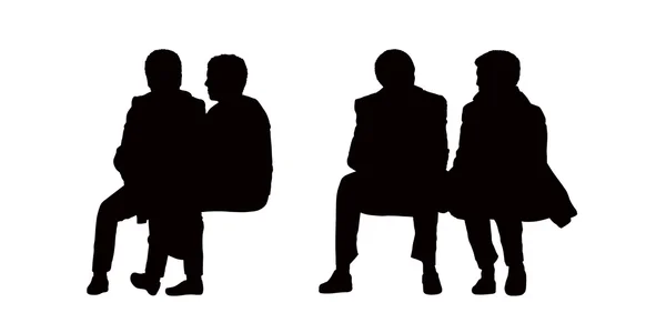 People seated outdoor silhouettes set 10 — Stock Photo, Image