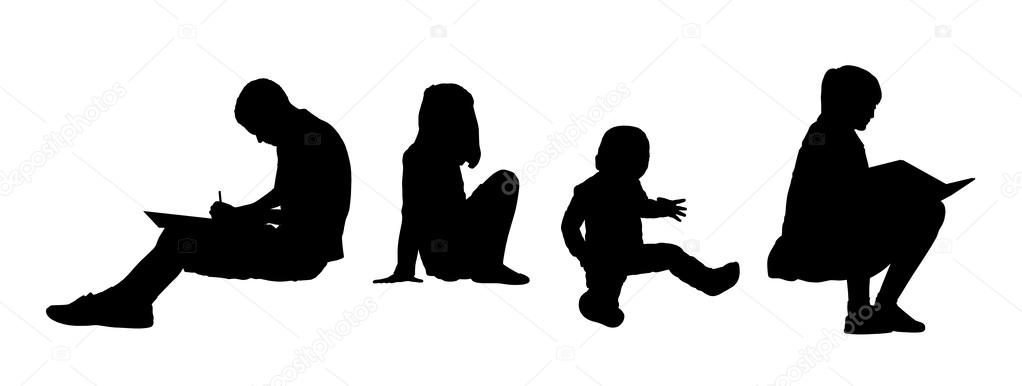 people seated outdoor silhouettes set 4