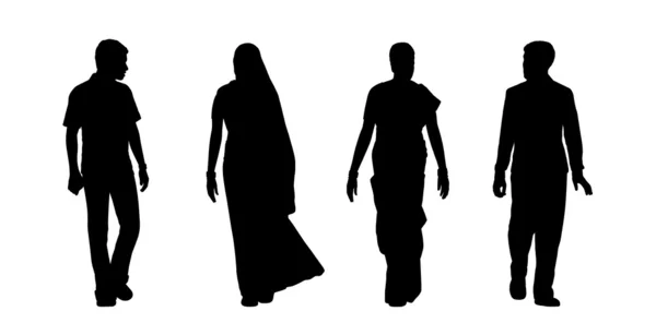 Indian people walking silhouettes set 5 — Stock Photo, Image