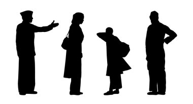 Indian people standing silhouettes set 2 clipart