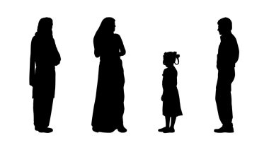 Indian people standing silhouettes set 3 clipart