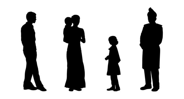 индийцы, стоящие силуэты 1
