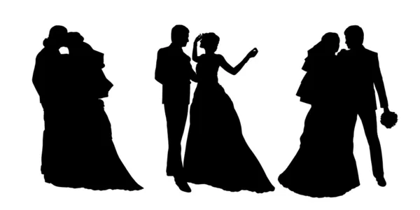 Bruid en bruidegom silhouetten set 3 — Stockfoto
