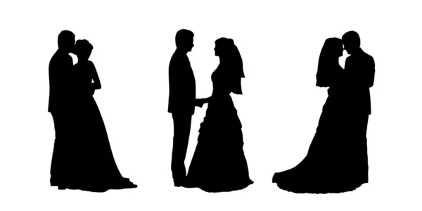 Silhouettes de mariée et marié ensemble 1 — Photo