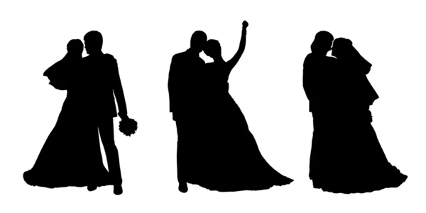 Set silhouette sposa e sposo 2 — Foto Stock