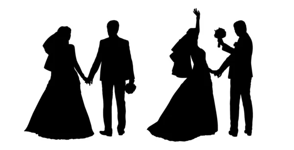 Silhouettes de mariée et marié ensemble 4 — Photo