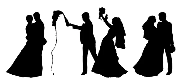 Set silhouette sposa e sposo 5 — Foto Stock