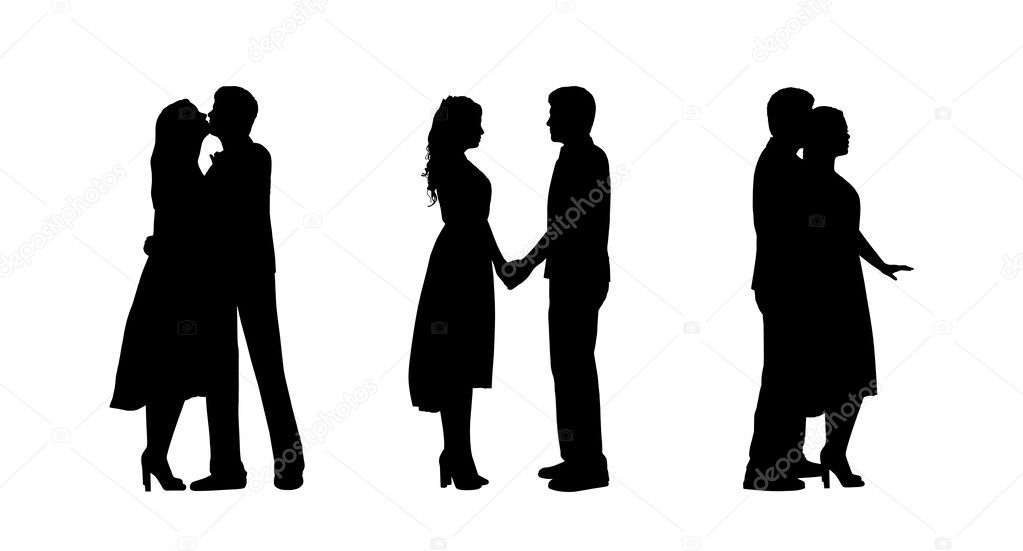 couple in love silhouettes set 1