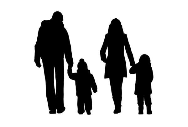 Family walking outdoor silhouettes set 1 — Stock Photo, Image