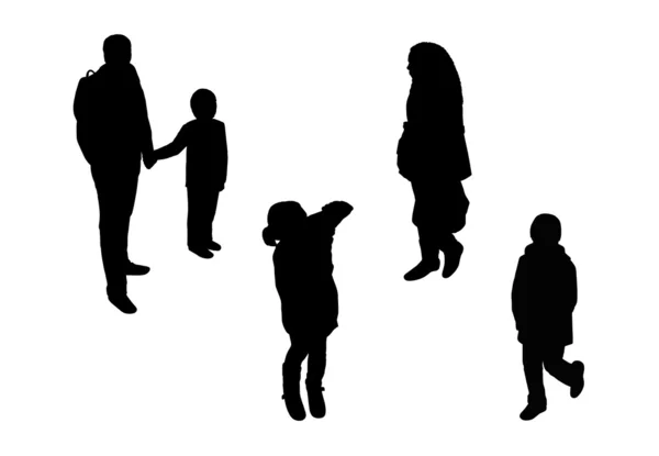 People walking top view silhouettes set 5 — Stock Photo, Image