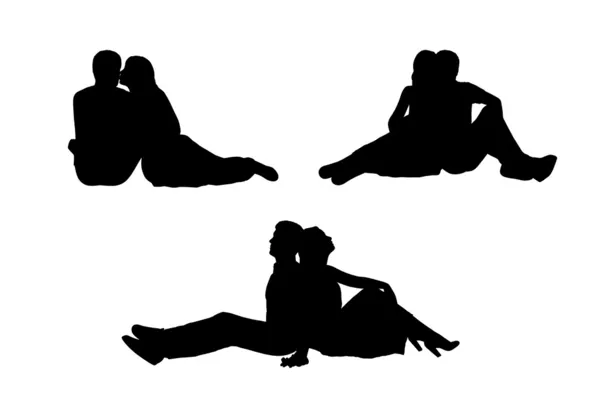 Couple amoureux silhouettes ensemble 3 — Photo