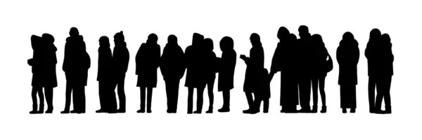 Long people queue silhouette set 2 — Stock Photo, Image