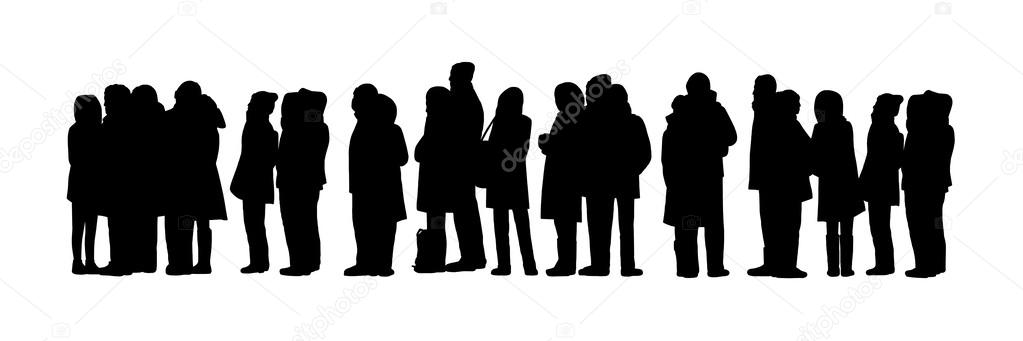 long people queue silhouette set 1