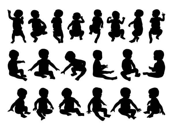 Grote set van kleine baby silhouetten — Stockfoto