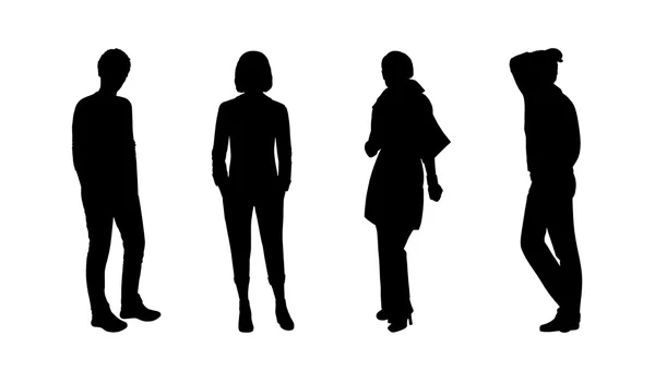 People standing outdoor silhouettes set 10 — Stock Photo, Image