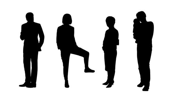 People standing outdoor silhouettes set 11 — Stock Photo, Image