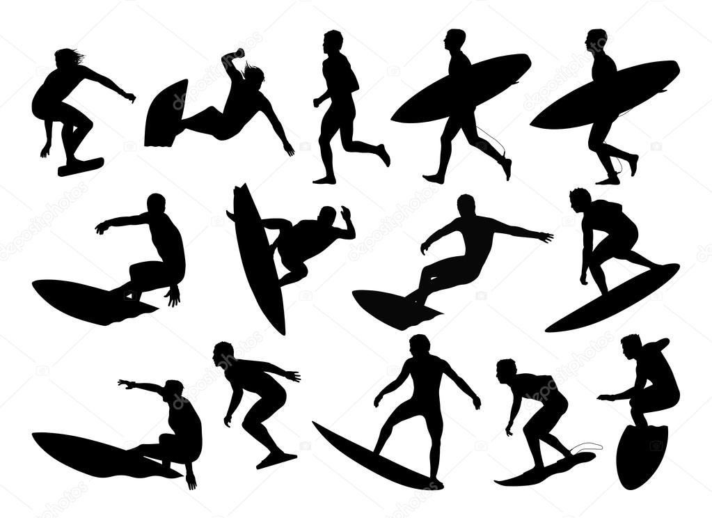 big set of people practicing yoga silhouettes