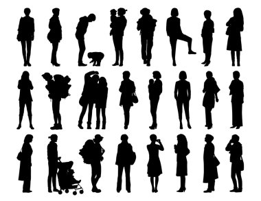 big set of women standing silhouettes 1 clipart