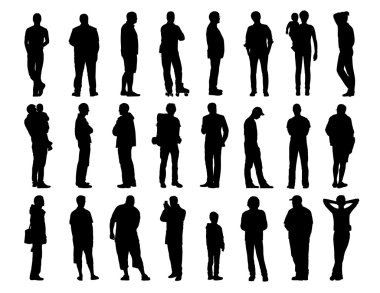 big set of men standing silhouettes 1 clipart