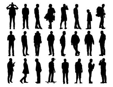 big set of men standing silhouettes 2 clipart