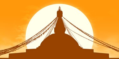 Altın boudhanath stupa siluet