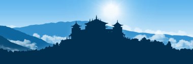 Tibet manastır Himalayalar peyzaj