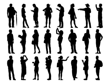 büyük Asya kişi ayakta silhouettes of ayarla
