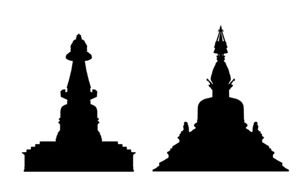 Budista stupa silhuetas conjunto 1 — Fotografia de Stock
