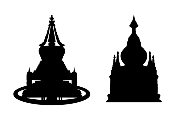 Budddhist stupa silhouettes set 2 — стоковое фото