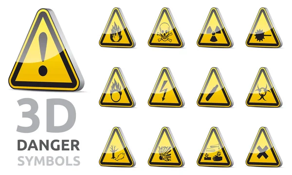 Triangel danger sign 3D — Stock Vector