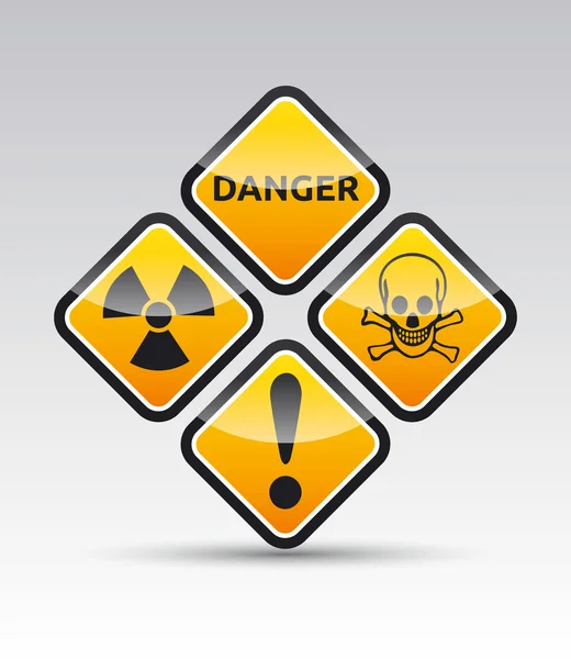 Danger round corner warning sign set — Stock Vector