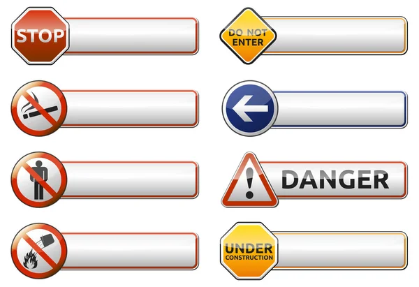 Danger, interdiction signe bannière collection — Image vectorielle