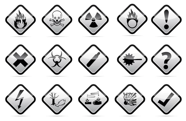 Peligro ronda esquina señal de advertencia conjunto — Vector de stock