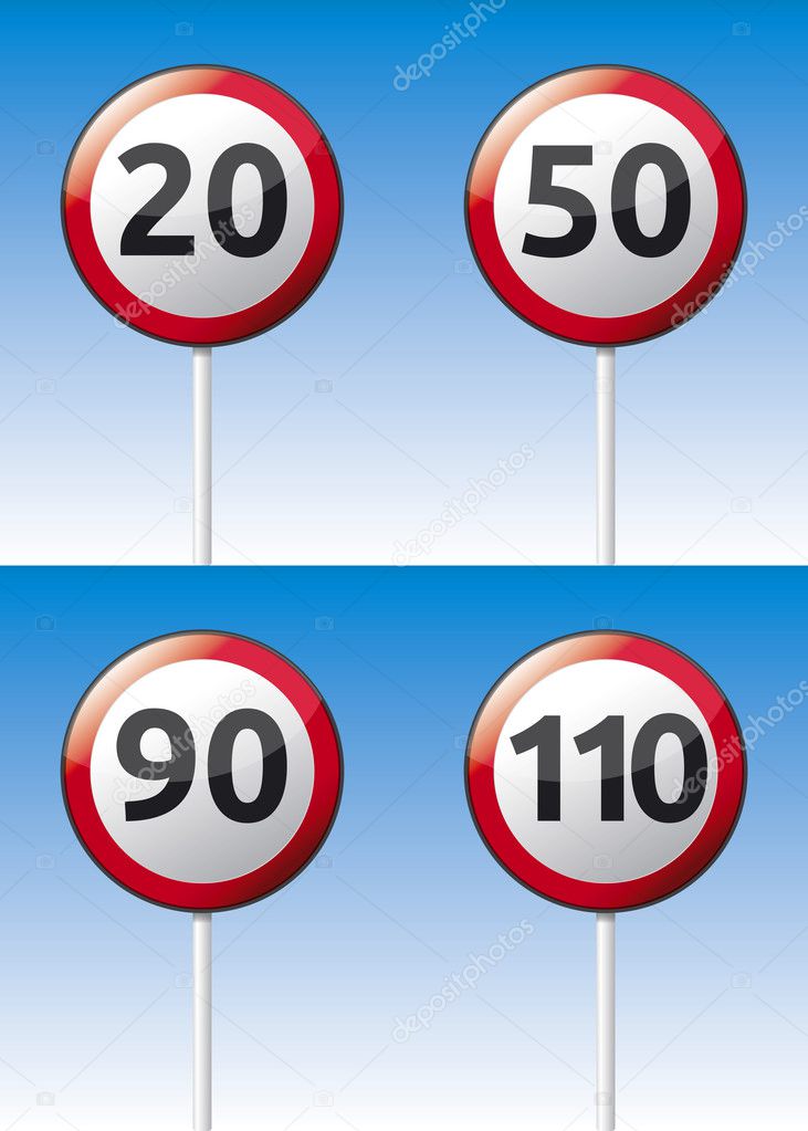 Speed limit traffic sign set