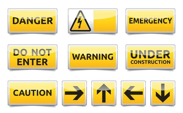 Danger yellow sign mini set — Stock Vector