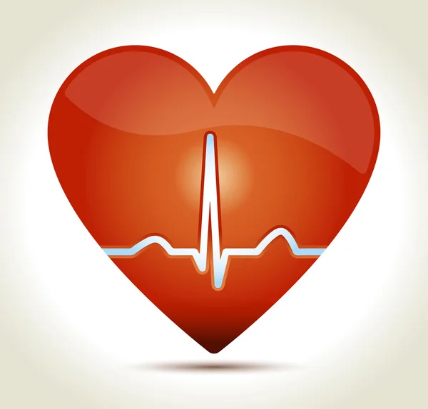 Coração-vermelho-normal-rítmo — Vetor de Stock