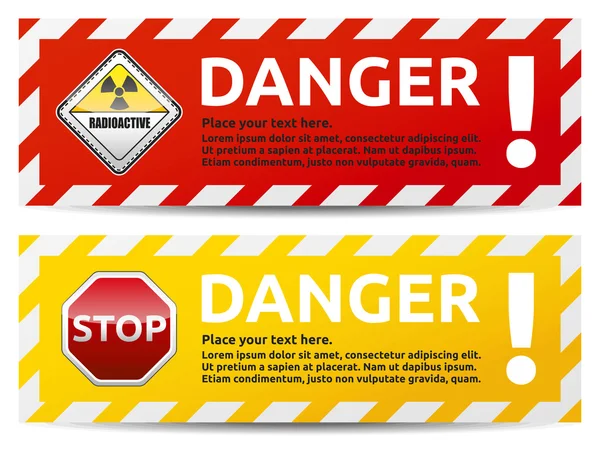 Danger banner 2 color version collection — Stock Vector