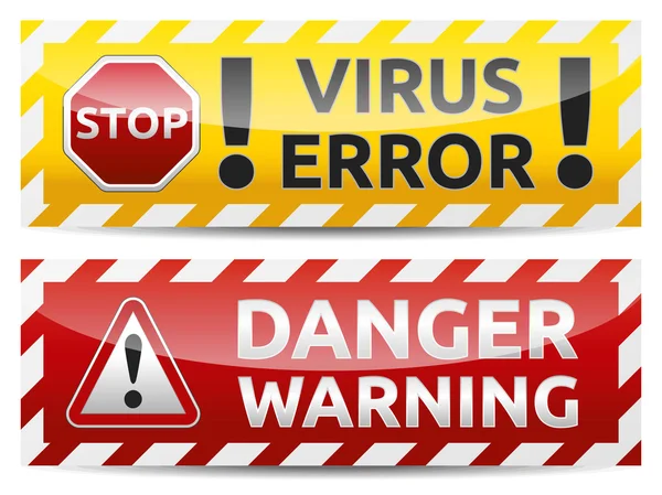 Banner peringatan virus - Stok Vektor